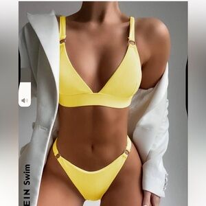 SHEIN Swim Summer Beach Rib Ring Linked Bikini- Size Small